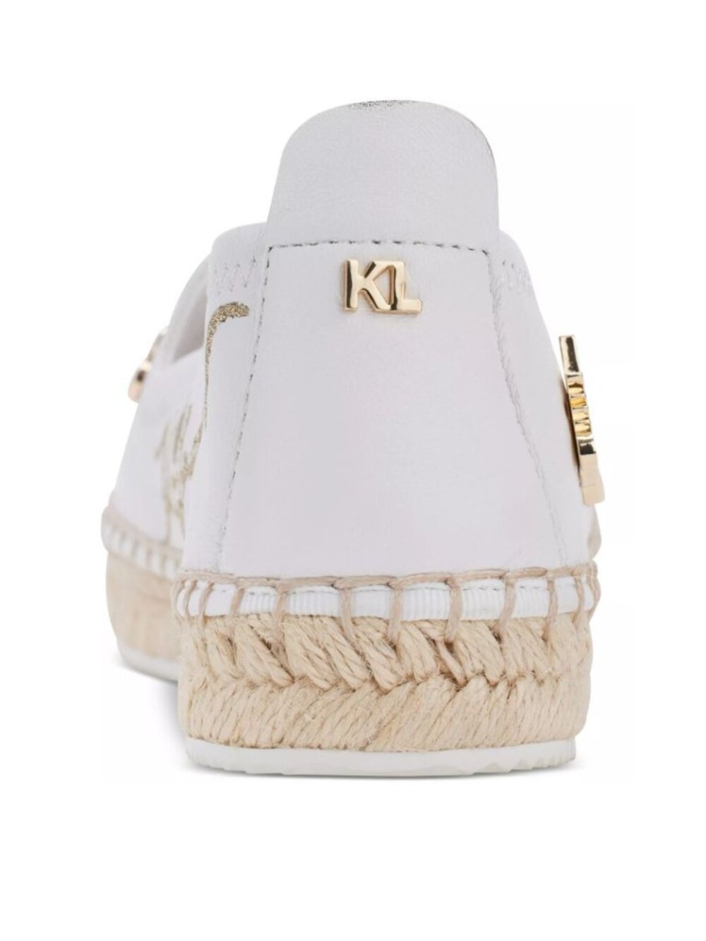 139$ Karl Lagerfeld Michaela Embellished Slip-On Espadrille Flats Size 7.5 White - Picture 4 of 4